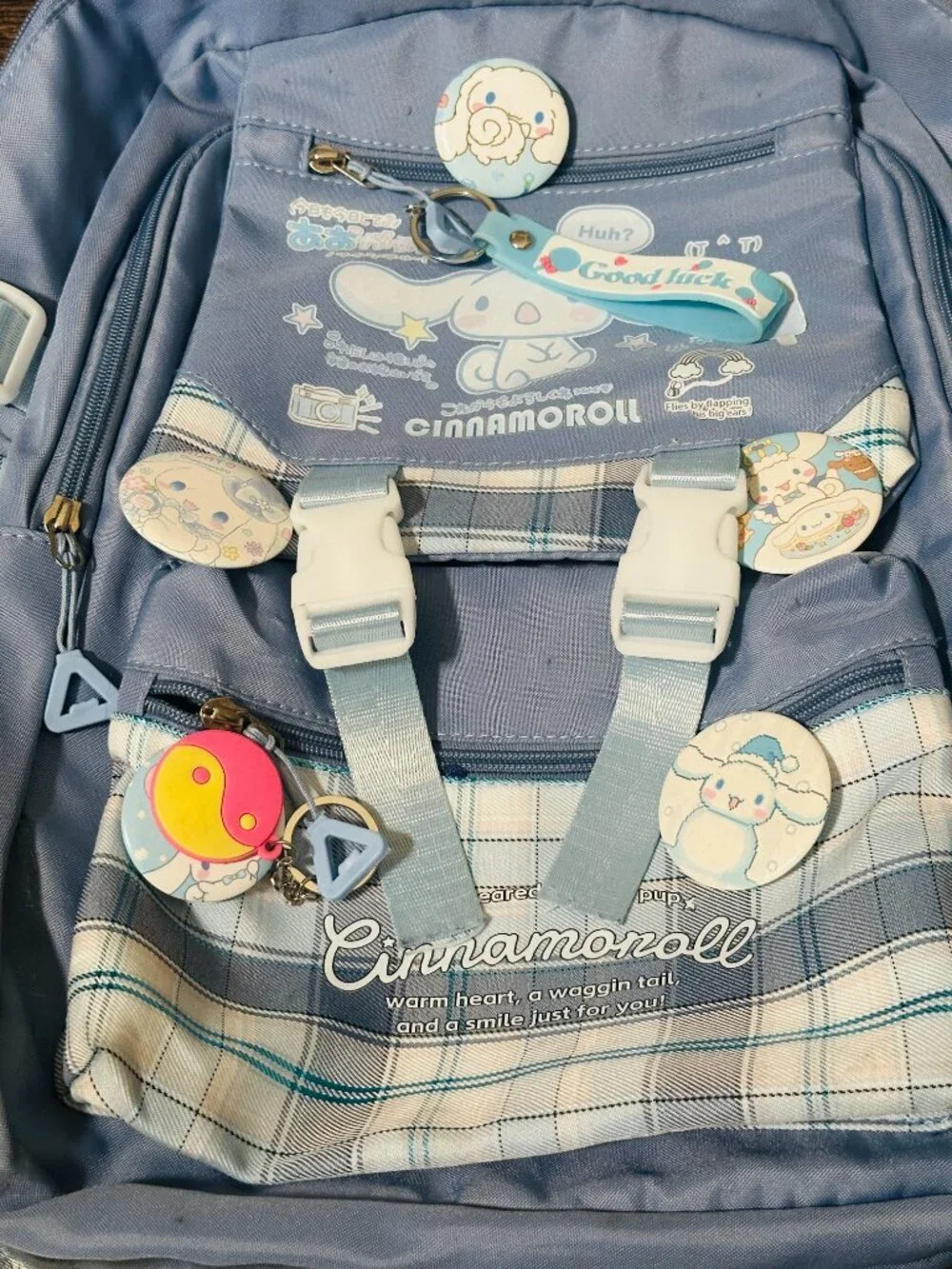 Cinnamoroll Sanrio Japan Blue White Back to School Backpack - with Buttons!
